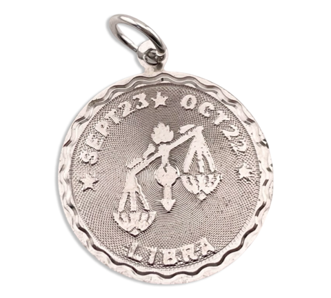 sterling silver Libra zodiac sign pendant