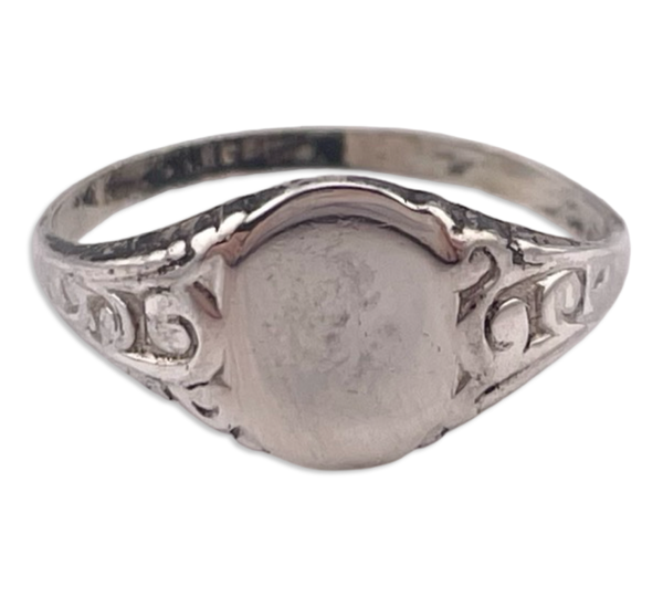 size 6.5 sterling silver rhodium plated signet ring