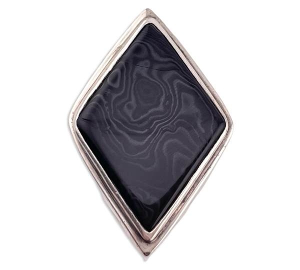 size 7.75 950 silver designer Barry Brinker chunky psilomelane ring