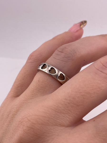 size 6.75 sterling silver heart band ring