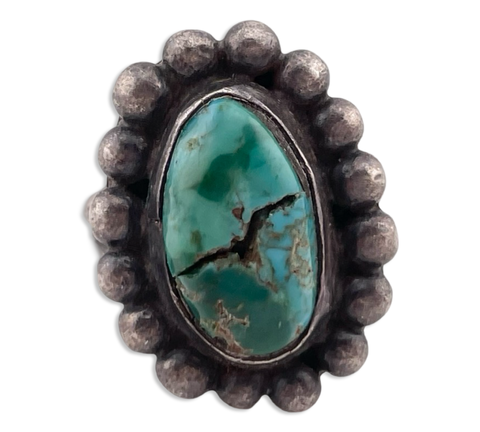 size 5 sterling silver turquoise ring ***cracked stone***