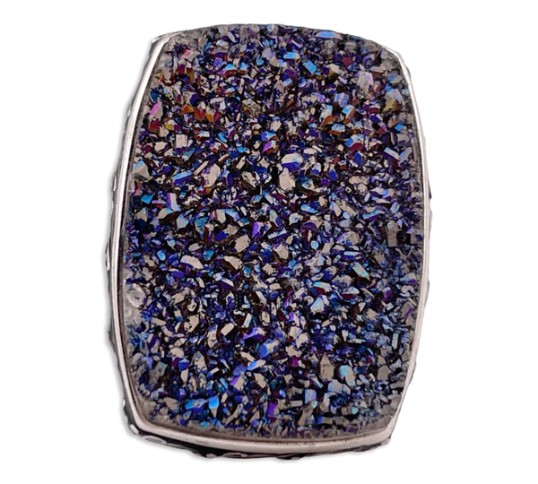 size 6.5 sterling silver synthetic druzy rectangle ring