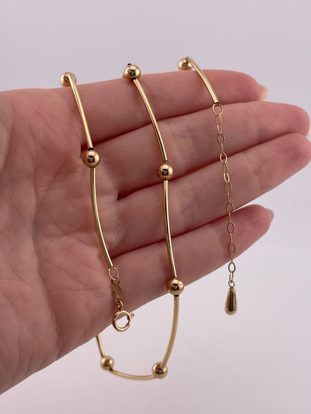 14k yellow gold 16-18" ball spacer necklace