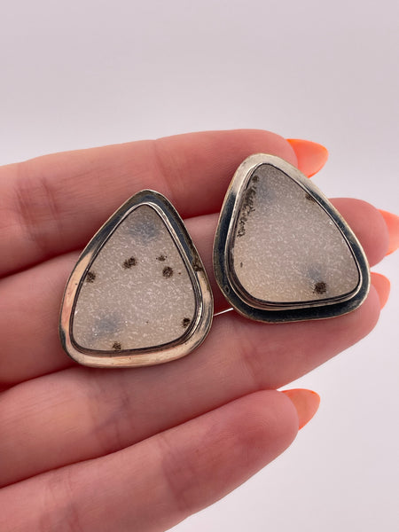 sterling silver druzy post earrings