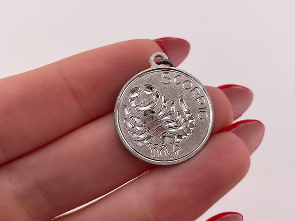 sterling silver Scorpio zodiac sign pendant