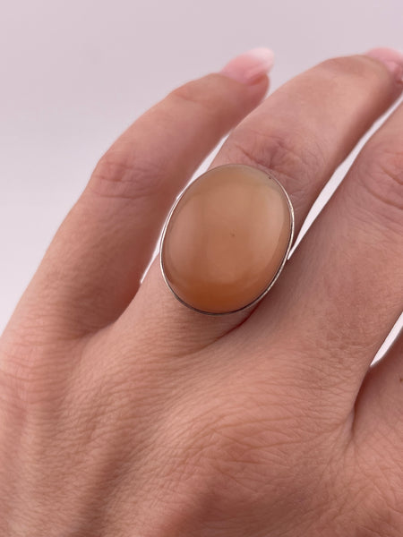 size 6.5 sterling silver peach moonstone ring