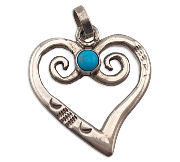 sterling silver turquoise heart pendant