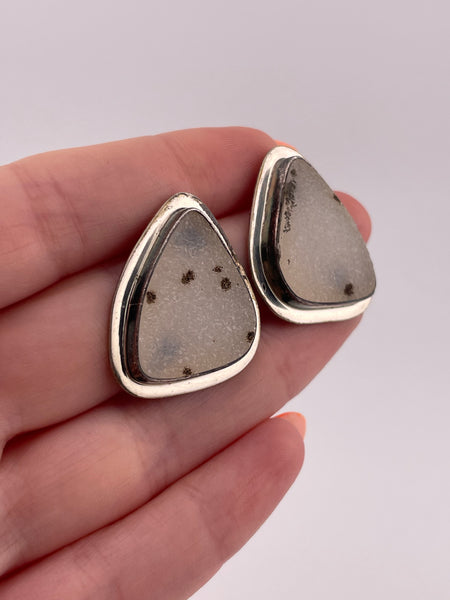 sterling silver druzy post earrings