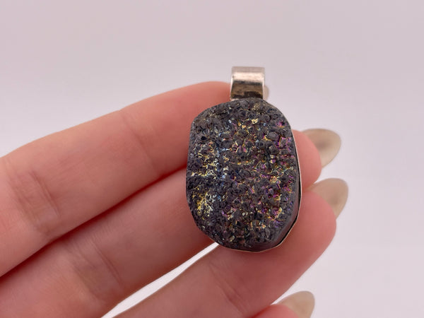 sterling silver druzy pendant