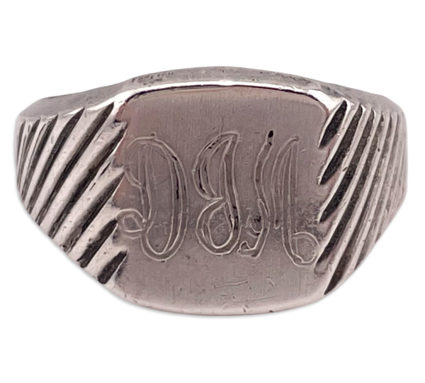 size 6.75 sterling silver 'DJM' initials signet ring