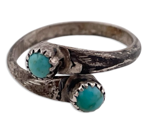 size 5.25 sterling silver turquoise bypass ring