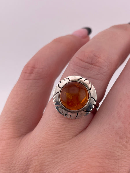 size 6.5 sterling silver amber ring
