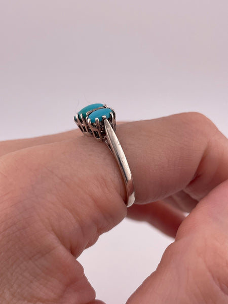 size 7.75 sterling silver triple synthetic turquoise ring