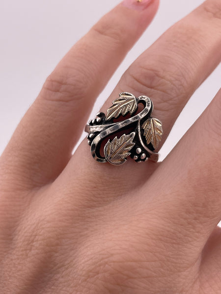 size 6.75 sterling silver leaf ring