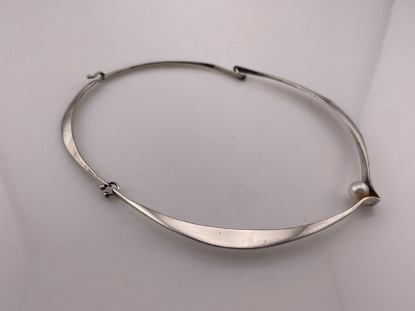rare Ed Weiner ca. 1950s sterling silver MCM pearl collar necklace