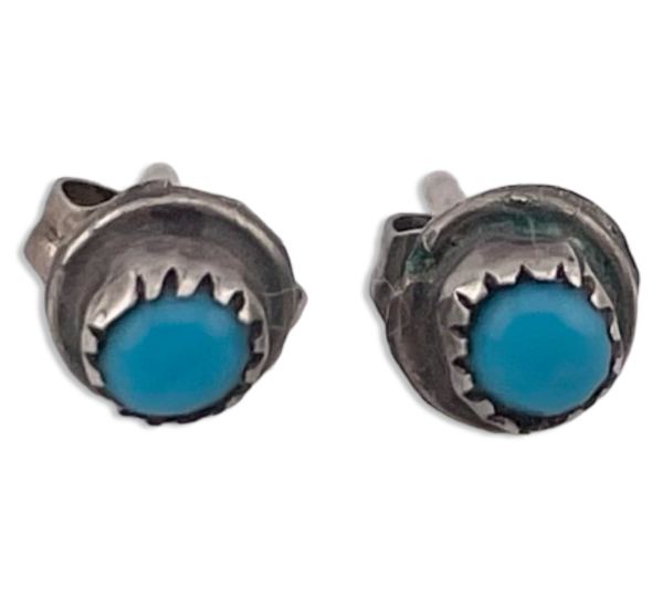 sterling silver small synthetic turquoise post stud earrings