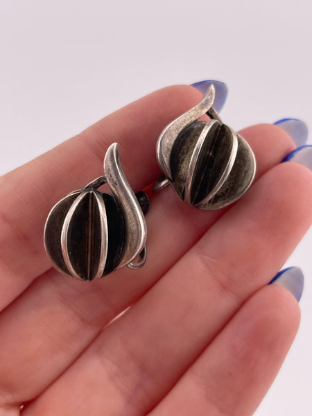 sterling silver designer Jopol Joan Polsdorfer MCM modernist screw back earrings