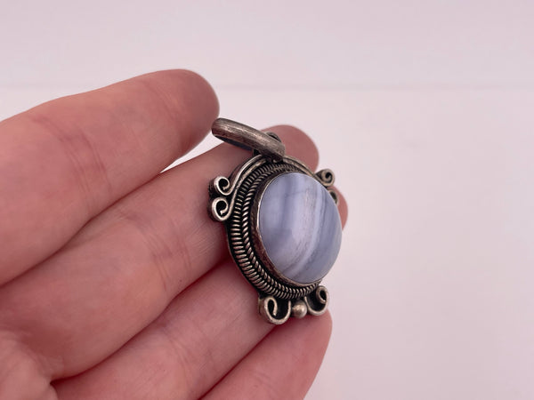 sterling silver lace agate pendant