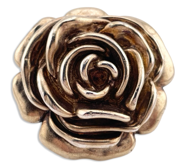 size 6.75 sterling silver gold wash electro-form rose flower ring ***AS IS***