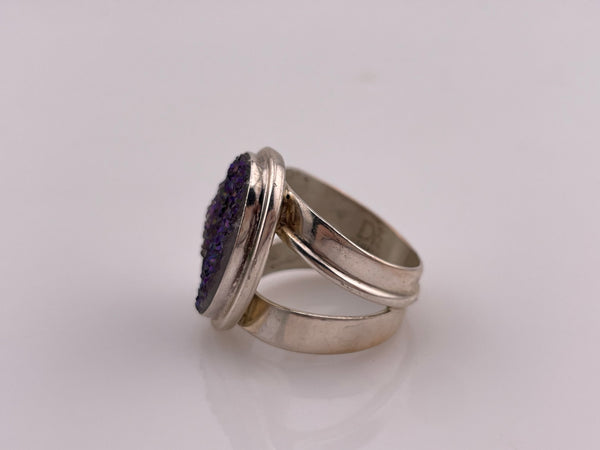 size 6.75 sterling silver blue druzy DTR ring