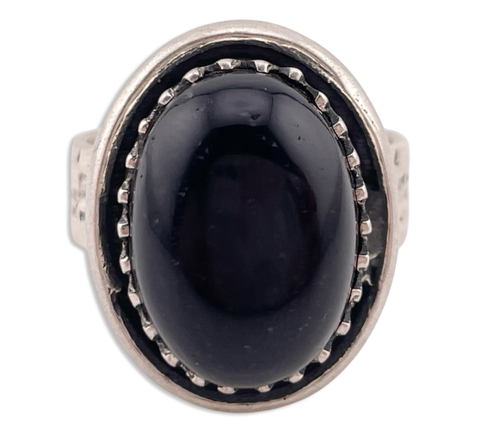 size 10.5 sterling silver onyx Kokopelli ring ***AS IS***