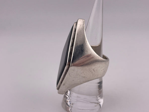 size 7.75 950 silver designer Barry Brinker chunky psilomelane ring