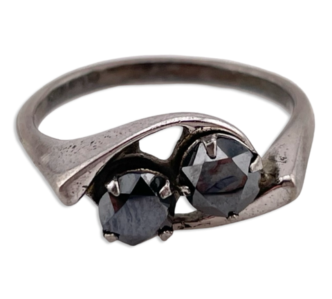 size 8.75 sterling silver faceted hematite ring