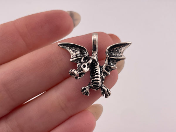 sterling silver dragon wings up pendant