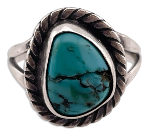 size 6 sterling silver turquoise ring ***cracked stone***