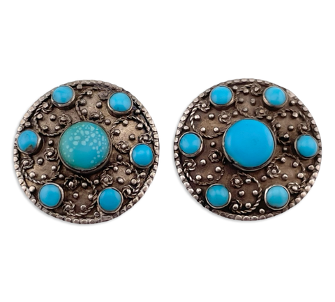 sterling silver turquoise clip-on earrings