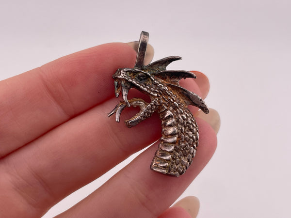sterling silver dragon head pendant