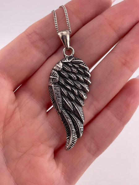 sterling silver 18" angel wing necklace