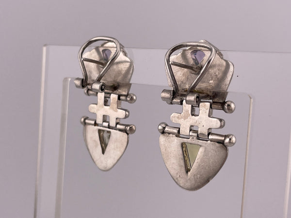 sterling silver & gold faceted amethyst & citrine door-knocker post earrings