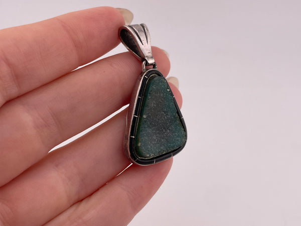 sterling silver druzy onyx pendant