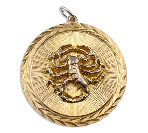 sterling silver large gold plated Scorpio zodiac sign pendant