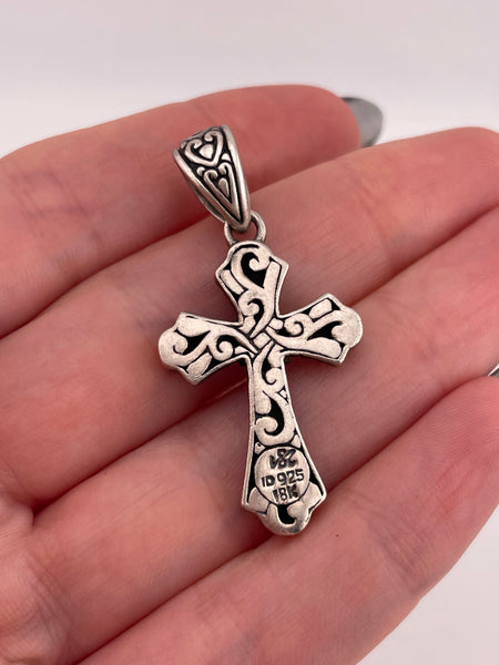 sterling silver & 18k gold faceted opal cross pendant