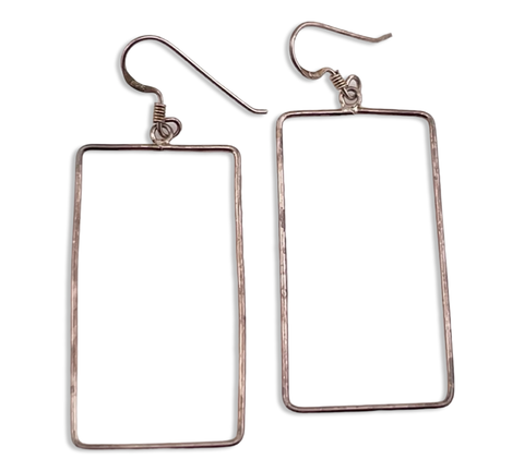 sterling silver rectangle hook dangle earrings