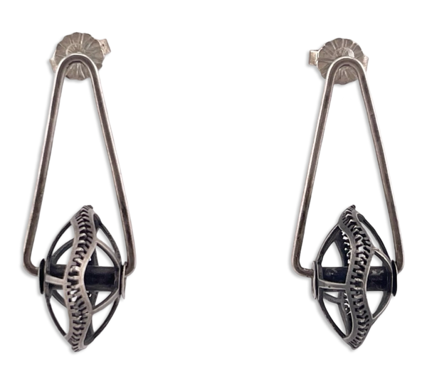 sterling silver textured spinning wheel post earrings