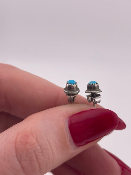 sterling silver small synthetic turquoise post stud earrings