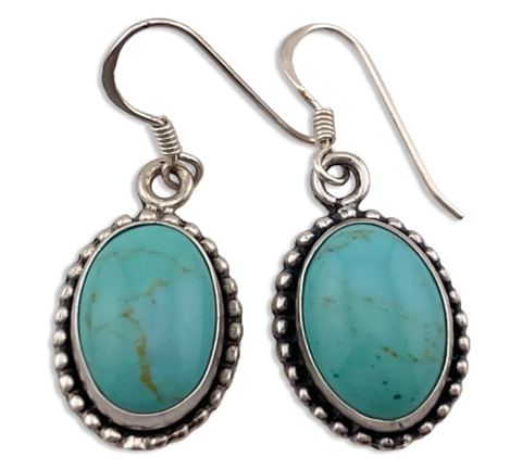 sterling silver stabilized turquoise hook dangle earrings