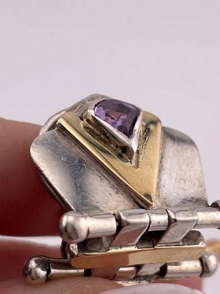 sterling silver & gold faceted amethyst & citrine door-knocker post earrings
