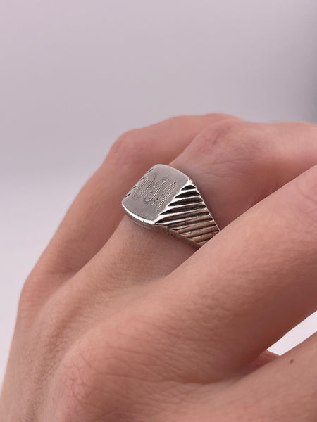 size 6.75 sterling silver 'DJM' initials signet ring