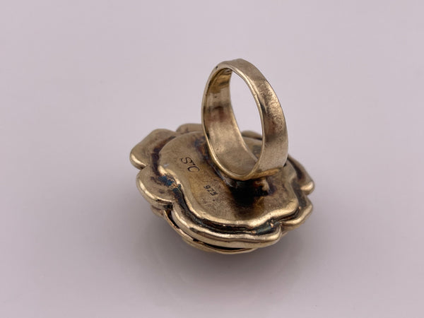 size 6.75 sterling silver gold wash electro-form rose flower ring ***AS IS***