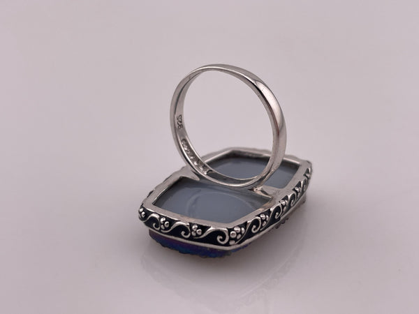 size 6.5 sterling silver synthetic druzy rectangle ring