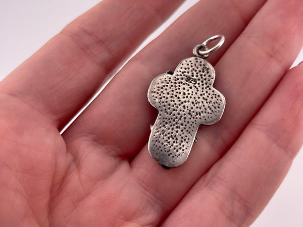 sterling silver heart flower cross pendant