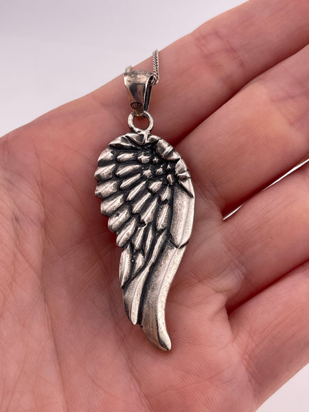 sterling silver 18" angel wing necklace