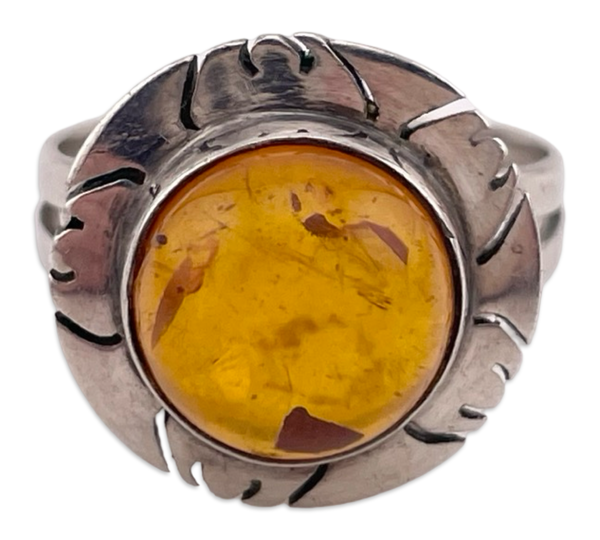size 6.5 sterling silver amber ring