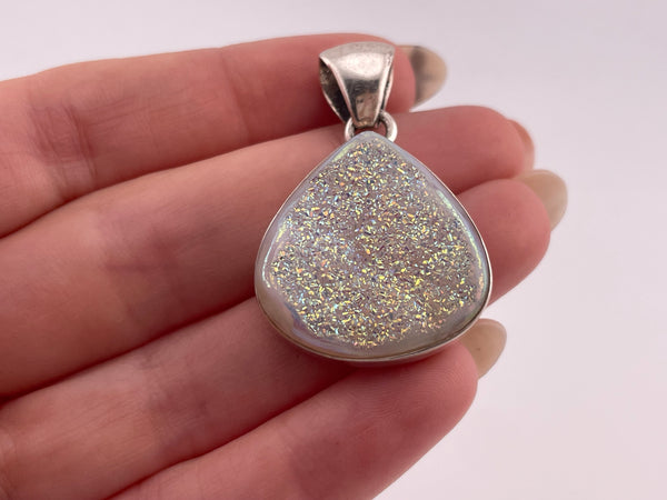 sterling silver druzy pendant