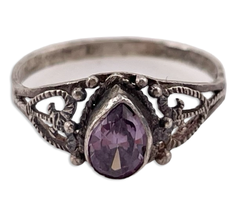 size 5.75 sterling silver faceted amethyst ring