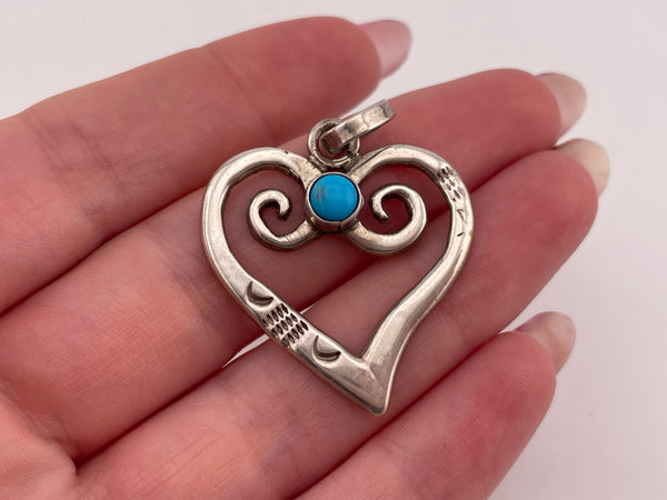 sterling silver turquoise heart pendant